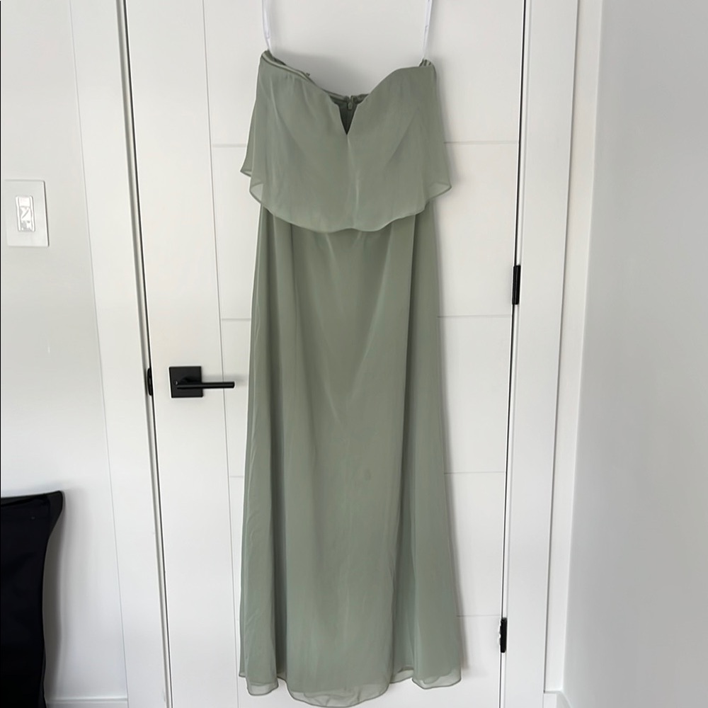 Hayley Paige Occasions Green Strapless Tiered Sundress